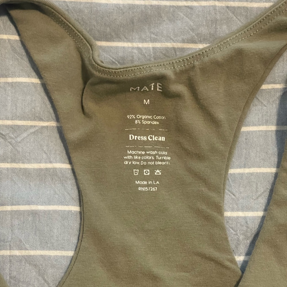 Mate The Label Olive Green Organic Stretch Sports Bra and Biker Short - Picture 4 of 8